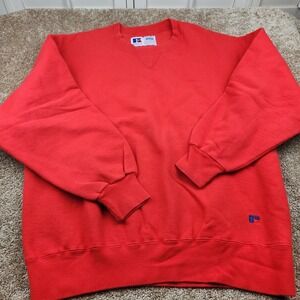 Vintage Russell Athletic High Cotton Sweatshirt Mens Large Red Made in USA 90s